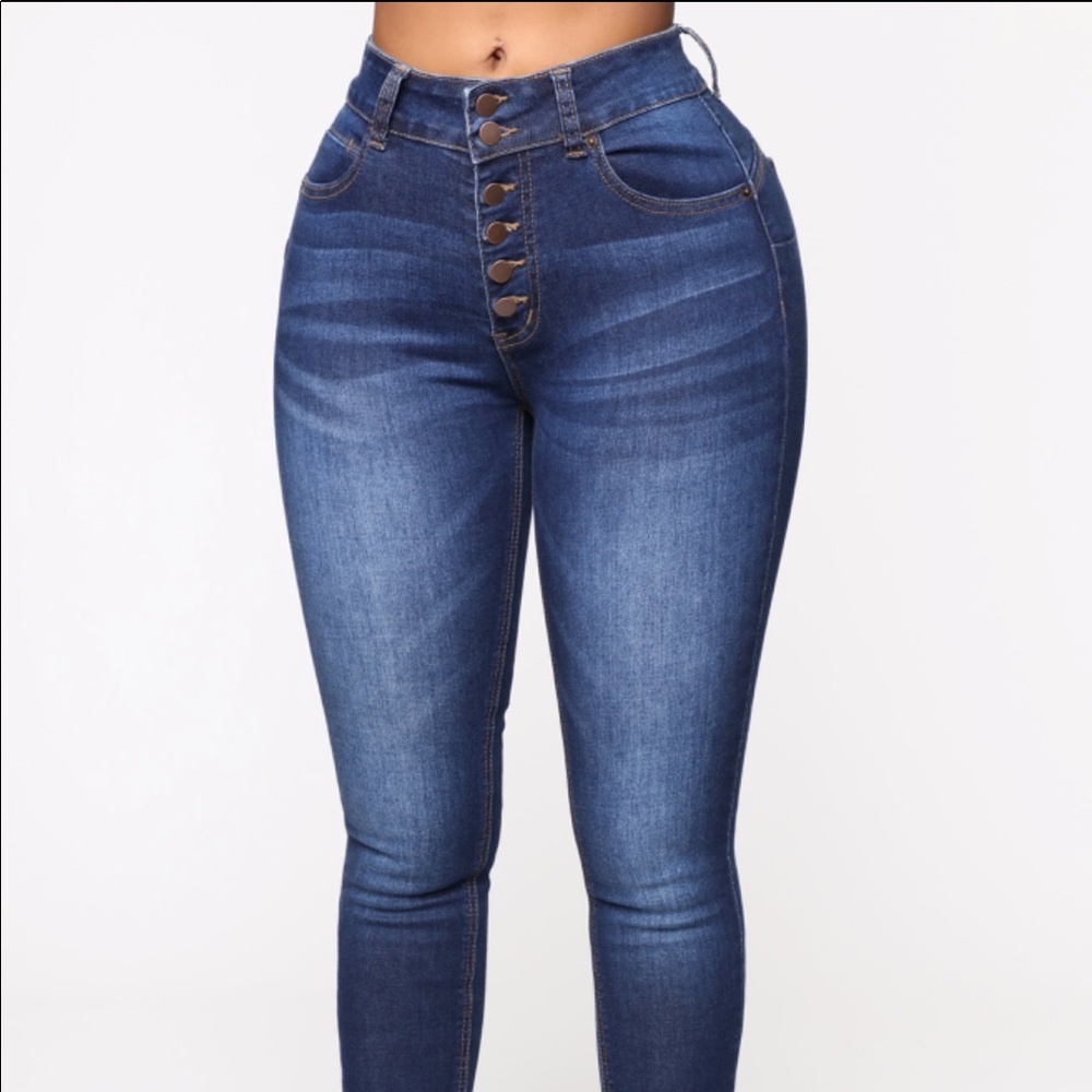 Fashion Nova Button Me Away Skinny Jeans